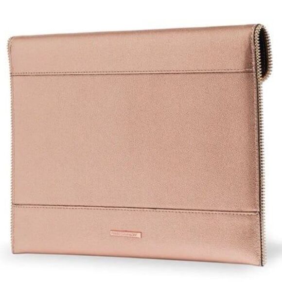 Rebecca Minkoff Rose Gold Leather Leo Clutch Envelope Zipper Edge - Picture 11 of 11